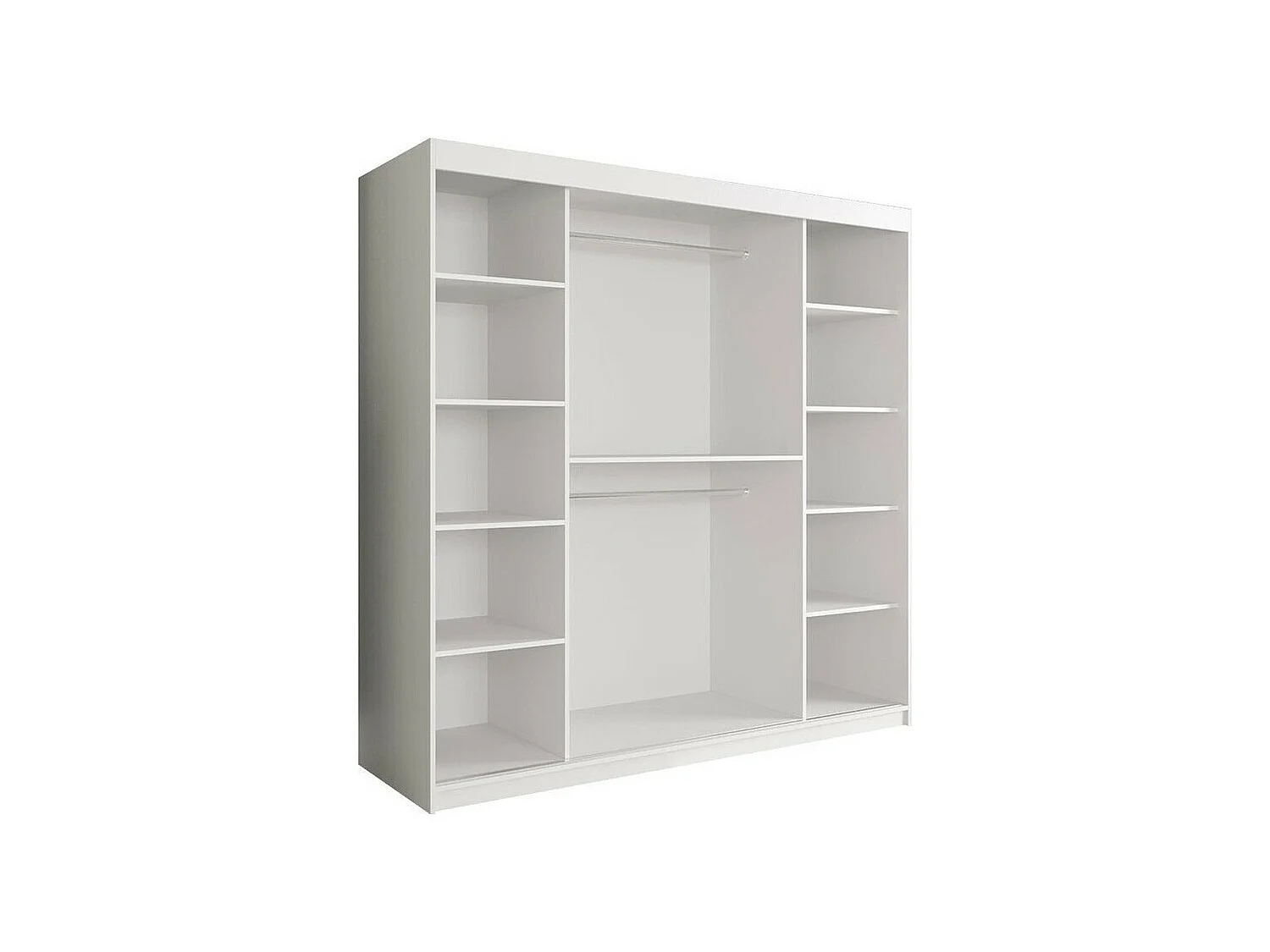 Armario Hartford 250, Mármol blanco|Negro mate, 200x200x62cm, Número de estantes: 9