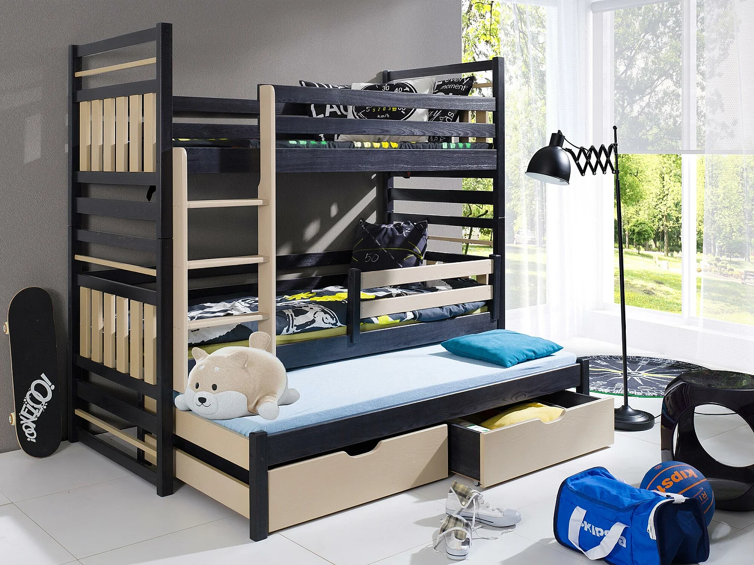 Beliche Henderson 123, Beliche com cama extra, Castanho, Madeira