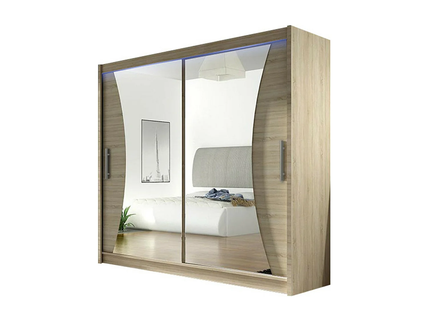 Armario Closico 124, Roble Sonoma, 215x180x57cm, Puertas de armario: Correderas