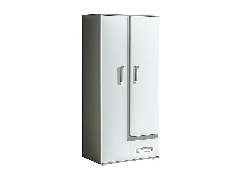 Armario Aviseve 106, Antracita|Blanco, 192x85x50cm, Puertas de armario: Con bisagras