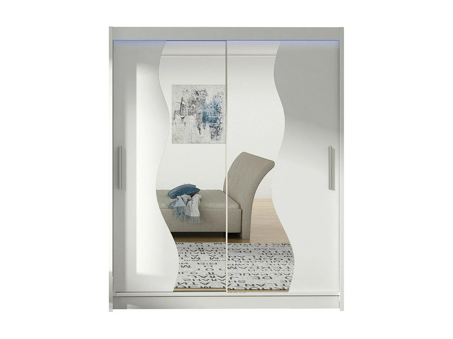 Armario Closico 134, Blanco, 200x150x58cm, Puertas de armario: Correderas