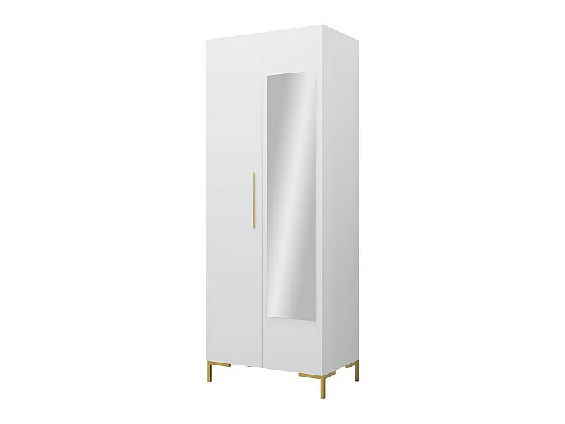 Armario Tivsoa 110, Dorado|Blanco, 196x74x44cm, Puertas de armario: Con bisagras