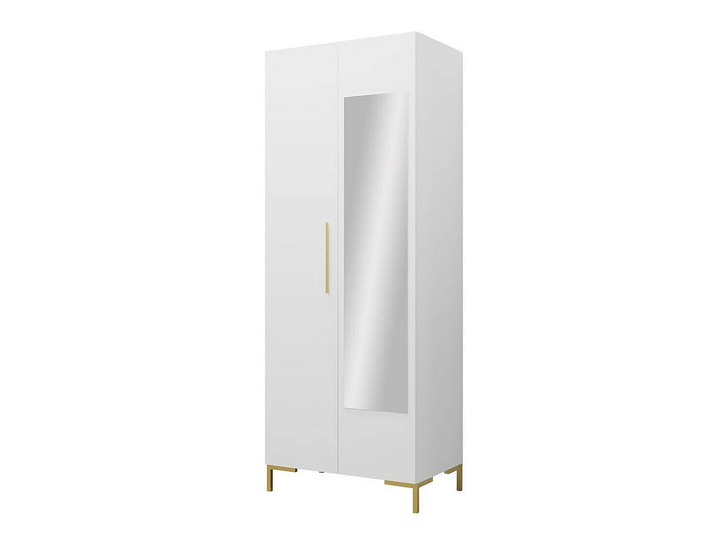 Armario Tivsoa 110, Dorado|Blanco, 196x74x44cm, Puertas de armario: Con bisagras
