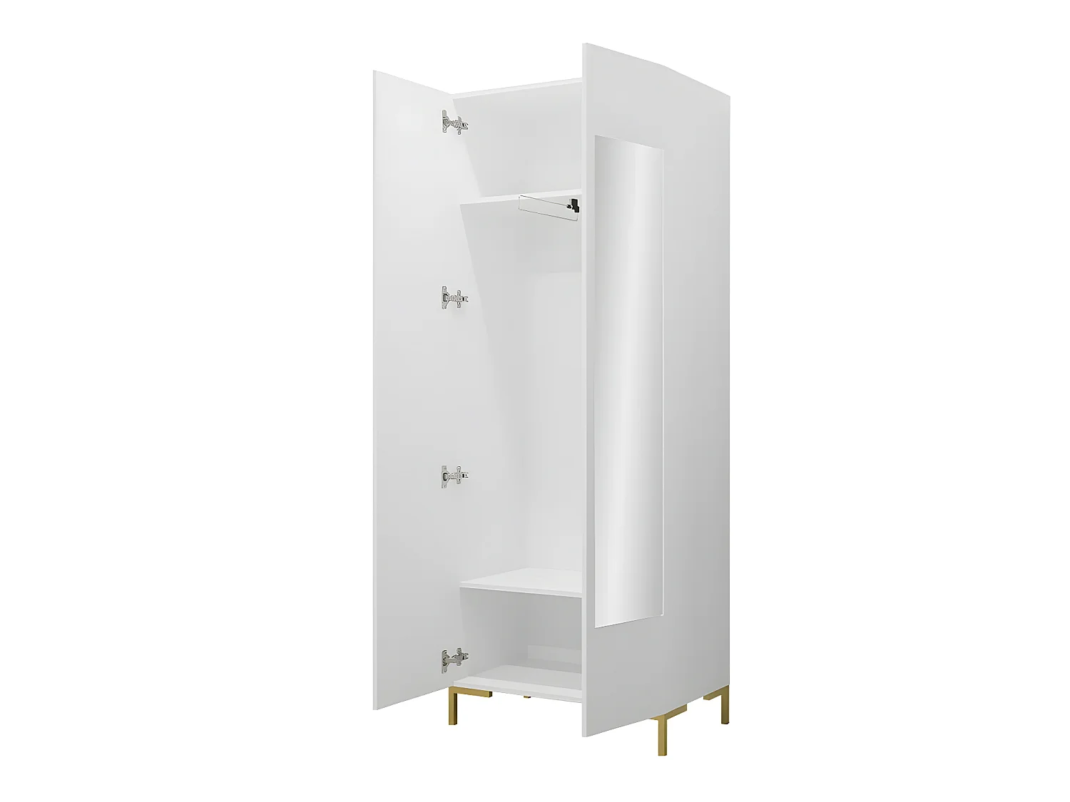 Armario Tivsoa 110, Dorado|Blanco, 196x74x44cm, Puertas de armario: Con bisagras