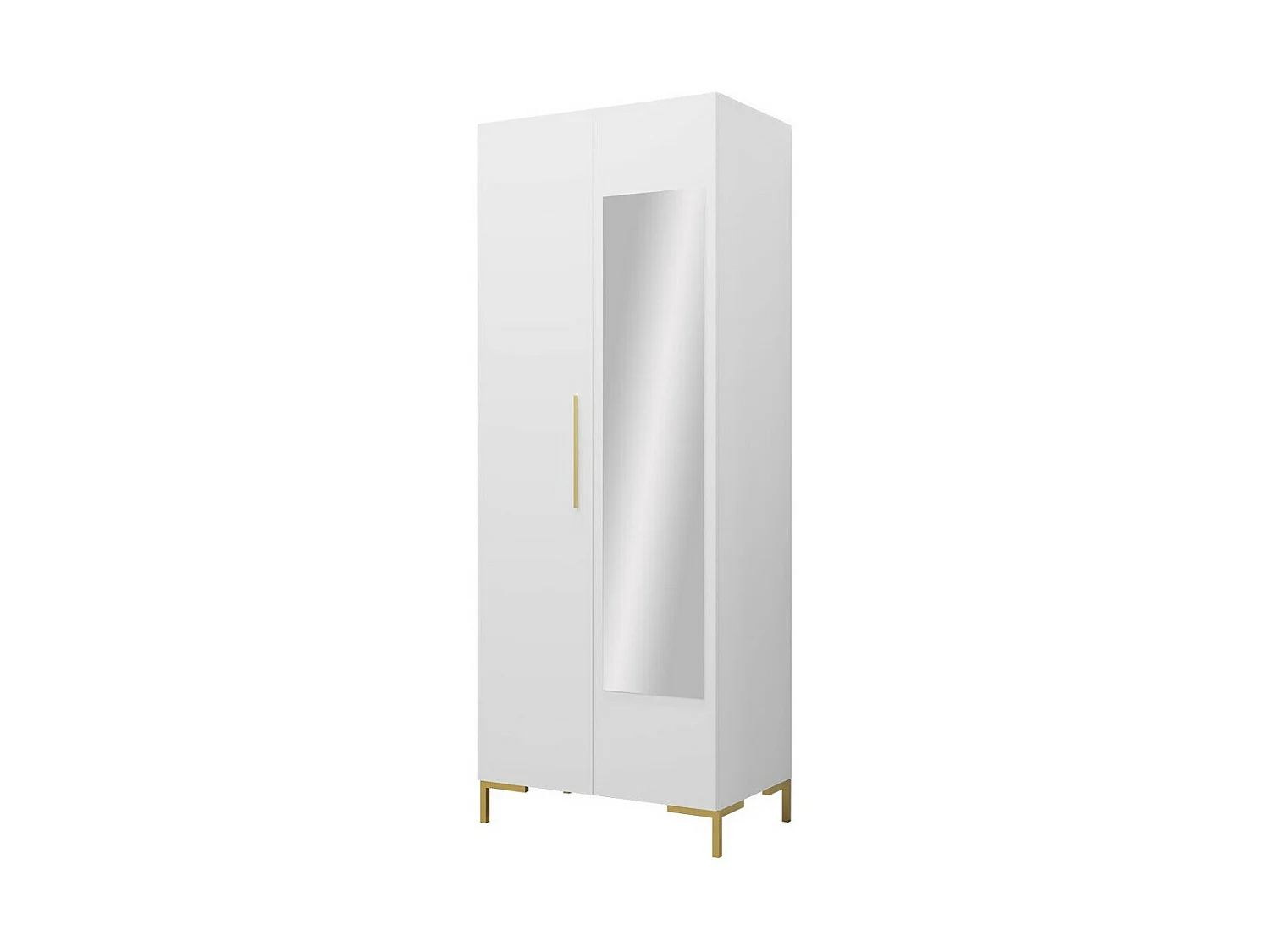 Armoire Tivsoa 110, Doré|Blanc, 196x74x44cm, Portes d'armoire: Avec des charnières