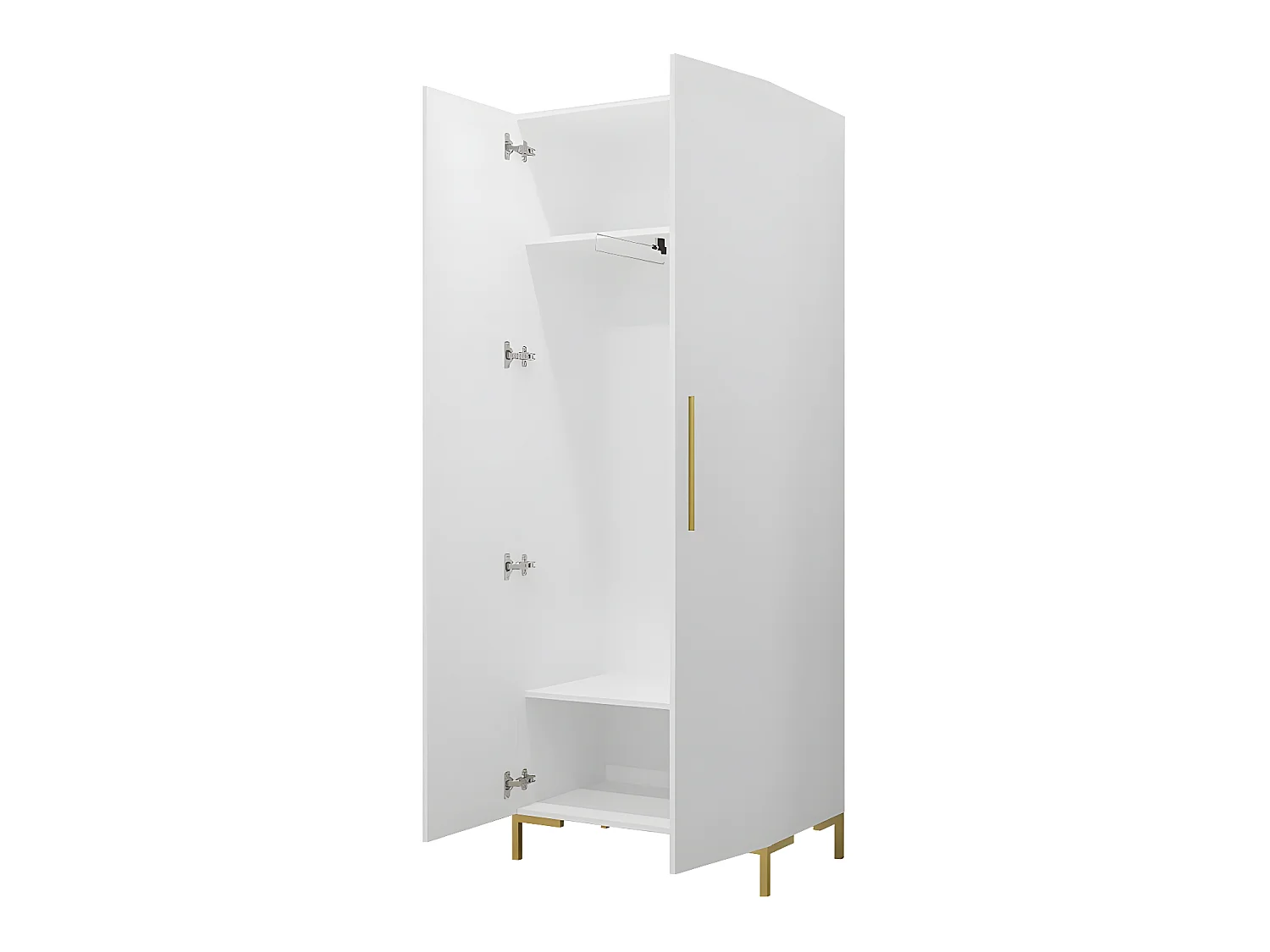 Armadio Tivsoa 109, D'oro|Bianco, 196x74x44cm, Porte armadi: Battenti