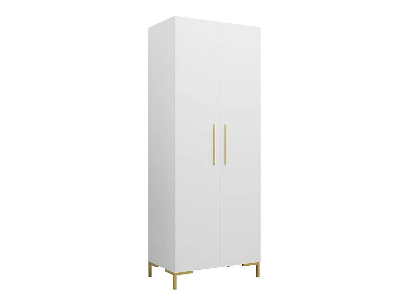 Armadio Tivsoa 109, D'oro|Bianco, 196x74x44cm, Porte armadi: Battenti