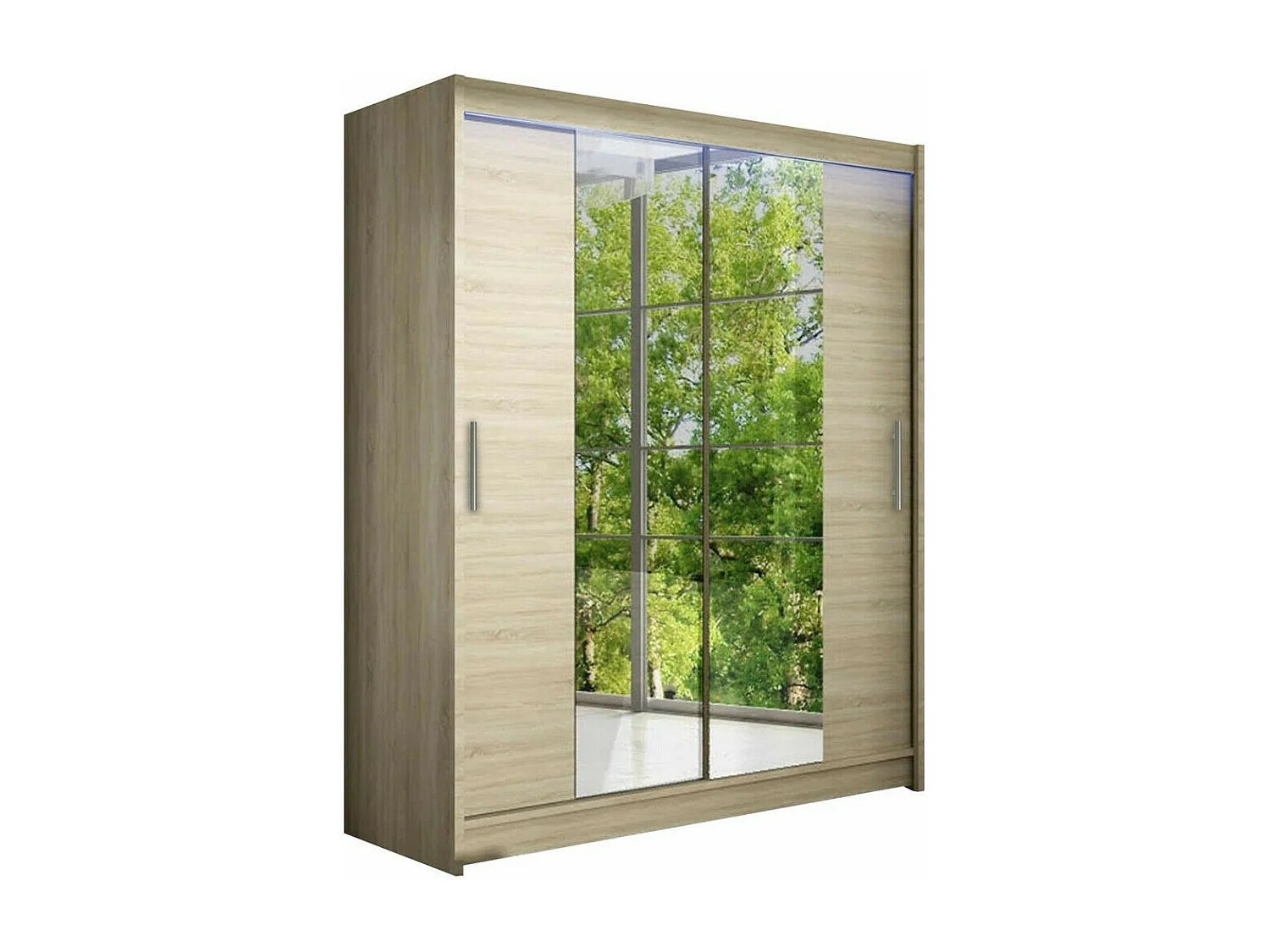 Armoire Closico 132, Sonoma chêne, 200x150x58cm, Portes d'armoire: Coulissantes