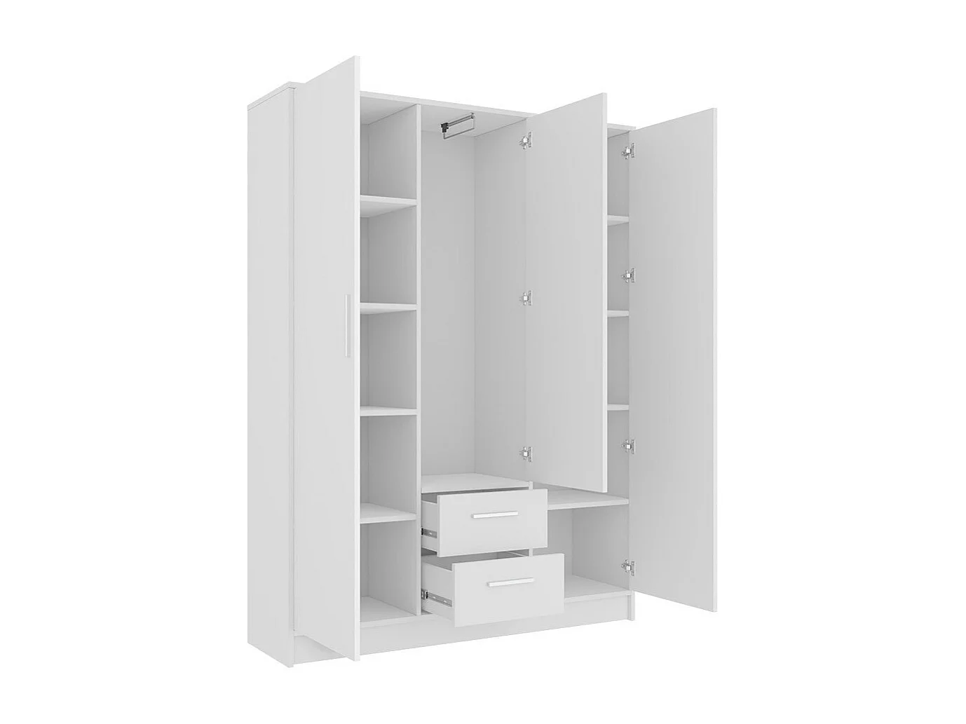 Armario Comfivo Romtea 103, Blanco, 202x153x40cm, Puertas de armario: Con bisagras