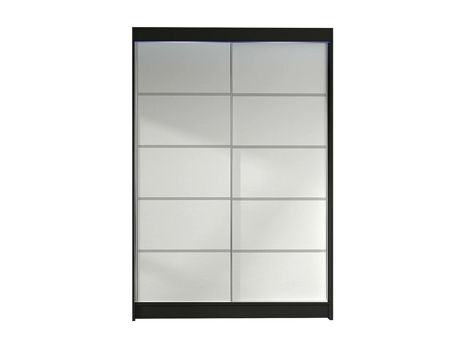 Armoire Closico 150, Noir|Blanc, 200x120x58cm, Portes d'armoire: Coulissantes