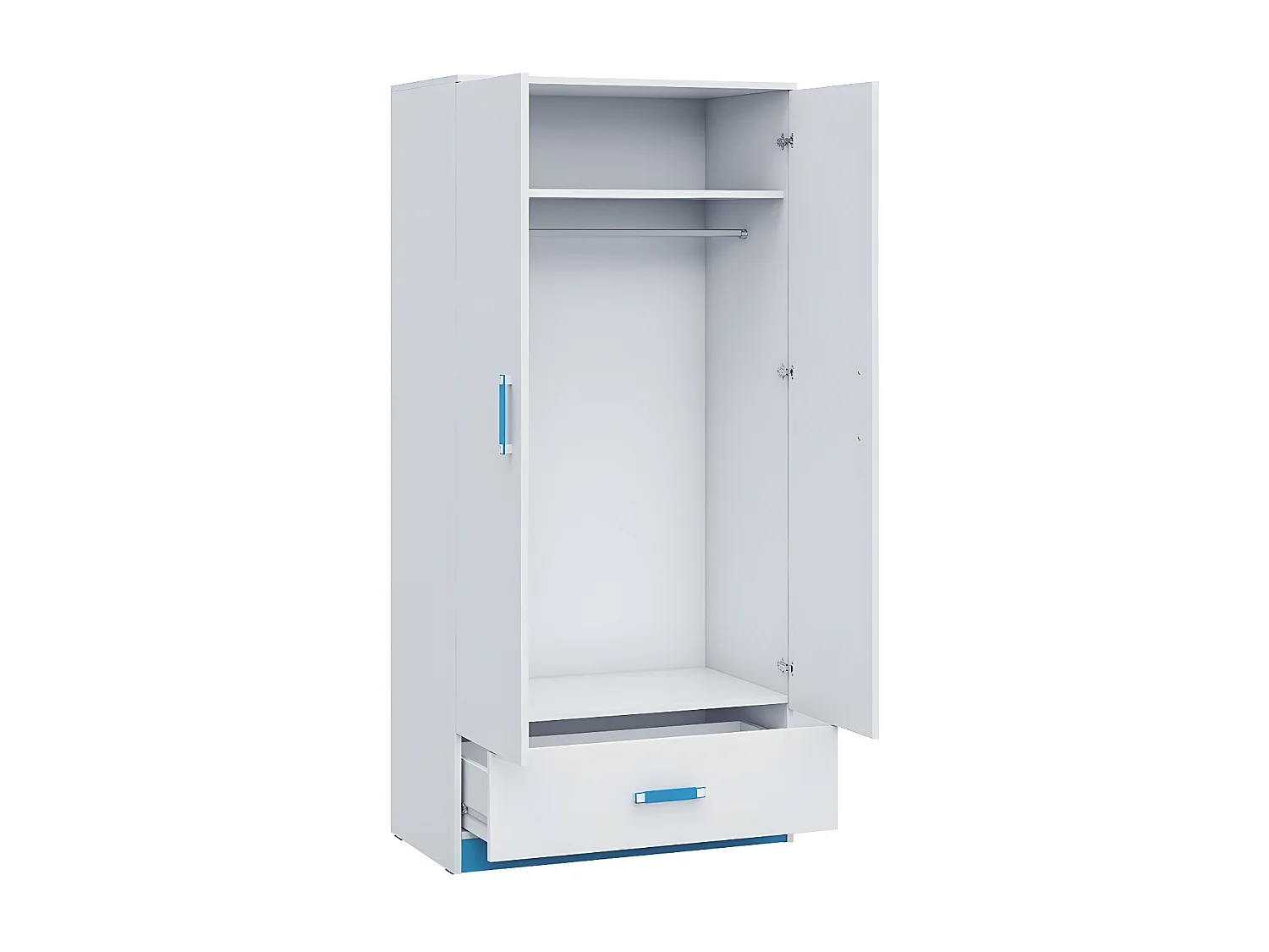 Armoire Sorviru 103, Blanc|Turquoise, 189x90x50cm, Portes d'armoire: Avec des charnières