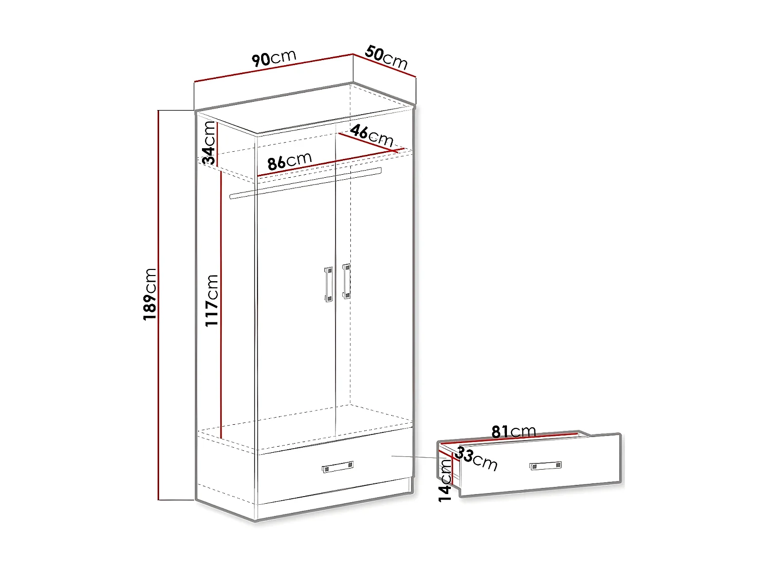 Armoire Sorviru 103, Blanc|Turquoise, 189x90x50cm, Portes d'armoire: Avec des charnières