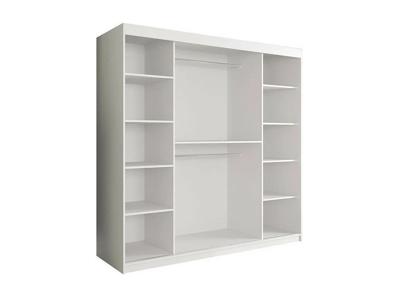 Armario Hartford 244, Mármol negro|Mate blanco, 200x200x62cm, Número de estantes: 9