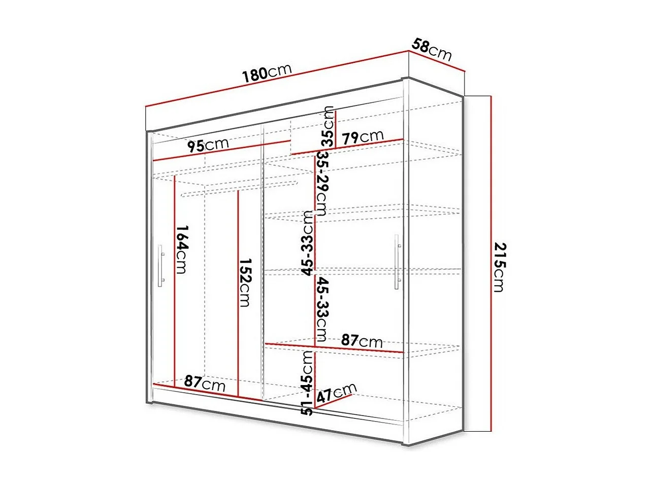 Armoire Closico 100, Noir, 215x180x58cm, Portes d'armoire: Coulissantes