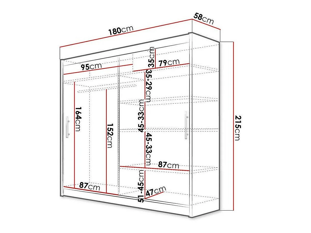 Armoire Closico Pallor I, Nombre d'étagères: 5, 22x18x6cm