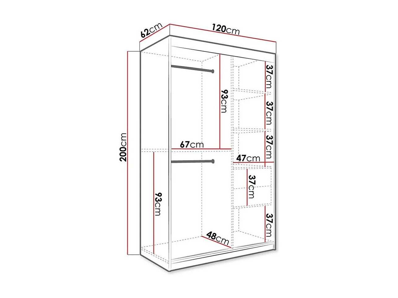 Armario Hartford 241, Mármol blanco|Negro mate, 200x120x62cm, Número de estantes: 5