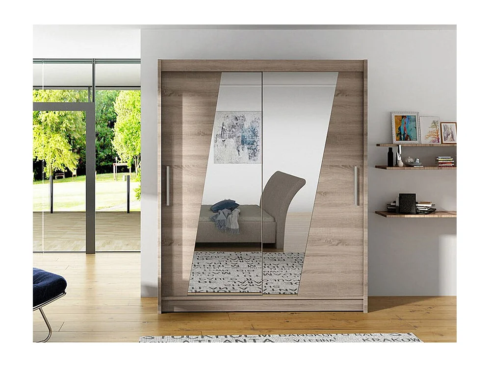 Armoire Closico 155, Truffe chêne, 200x150x58cm, Portes d'armoire: Coulissantes