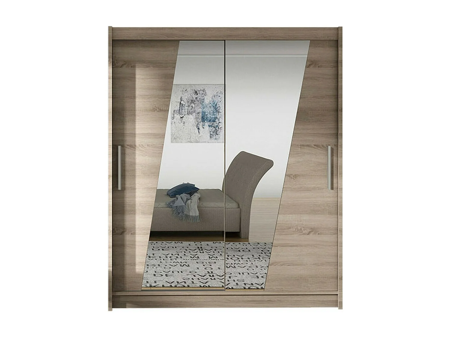 Armario Closico 155, Trufa roble, 200x150x58cm, Puertas de armario: Correderas