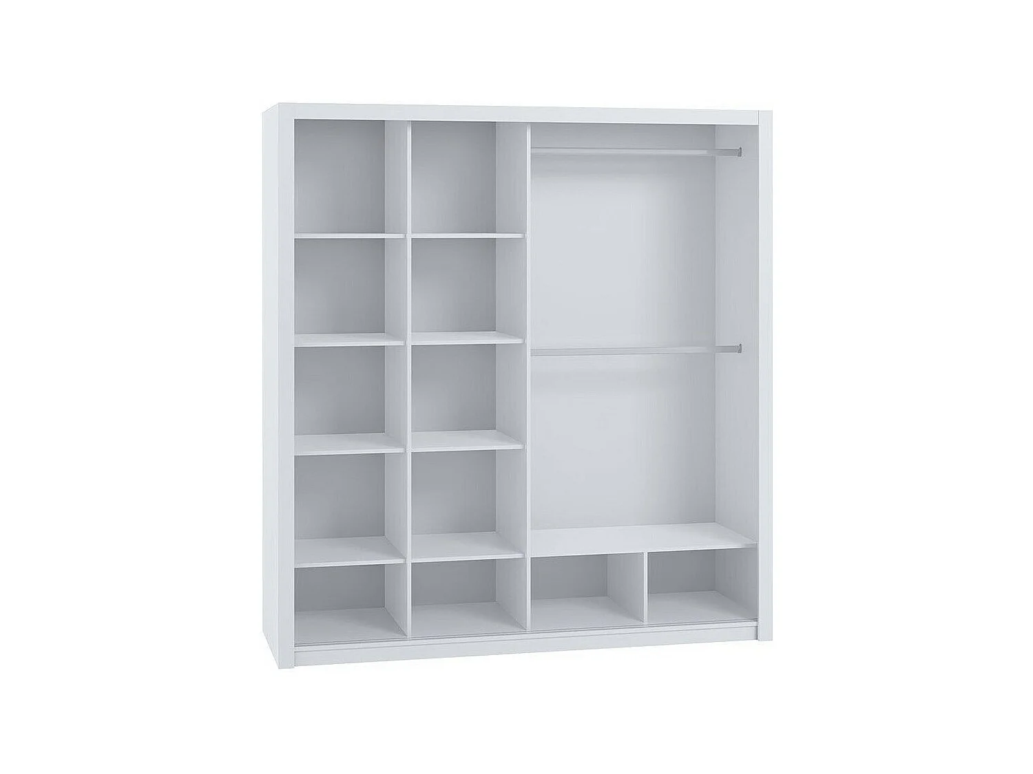 Armoire Catromi 107, Blanc, 215x200x62cm, Portes d'armoire: Coulissantes