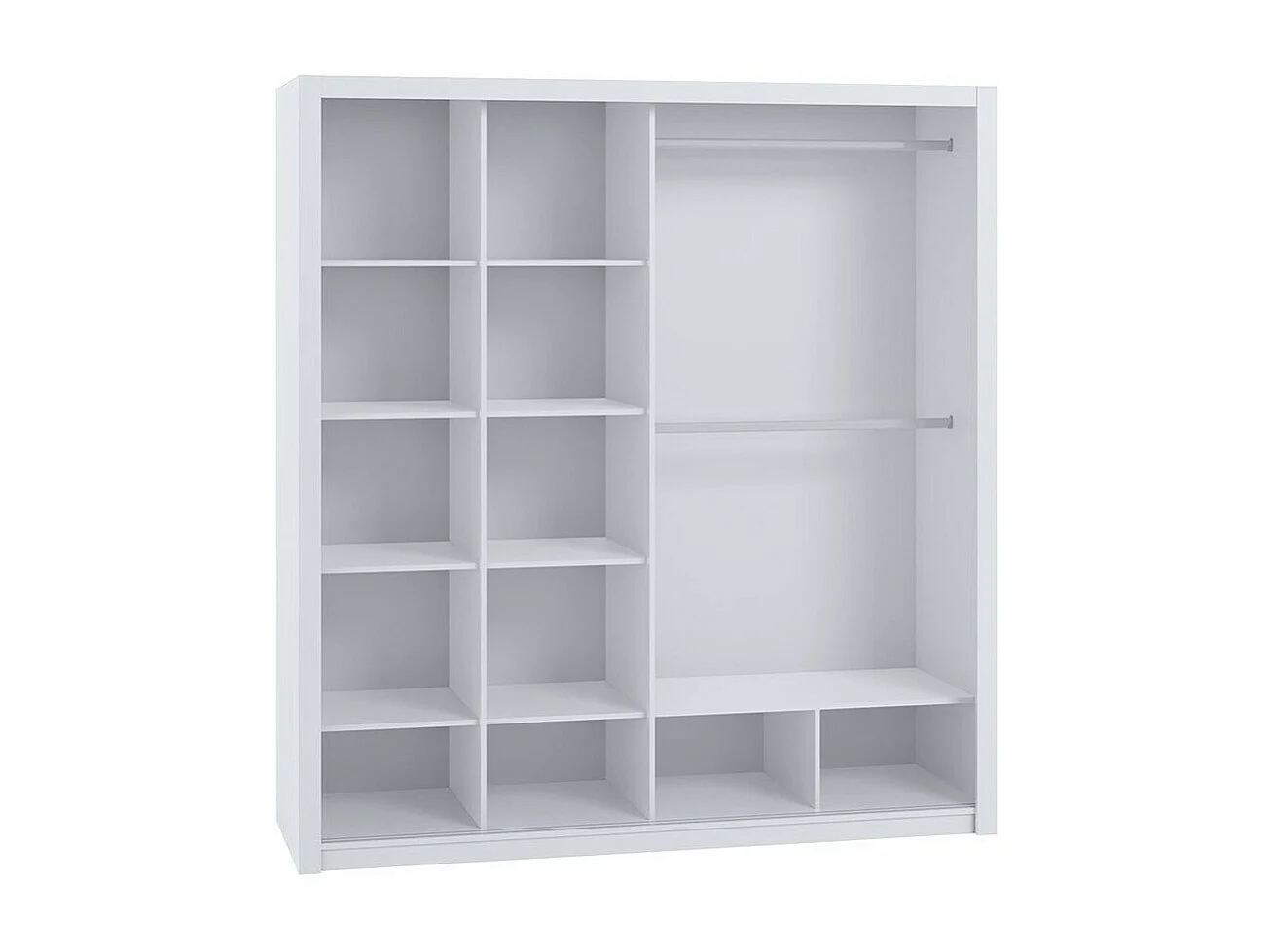 Armoire Catromi 107, Blanc, 215x200x62cm, Portes d'armoire: Coulissantes