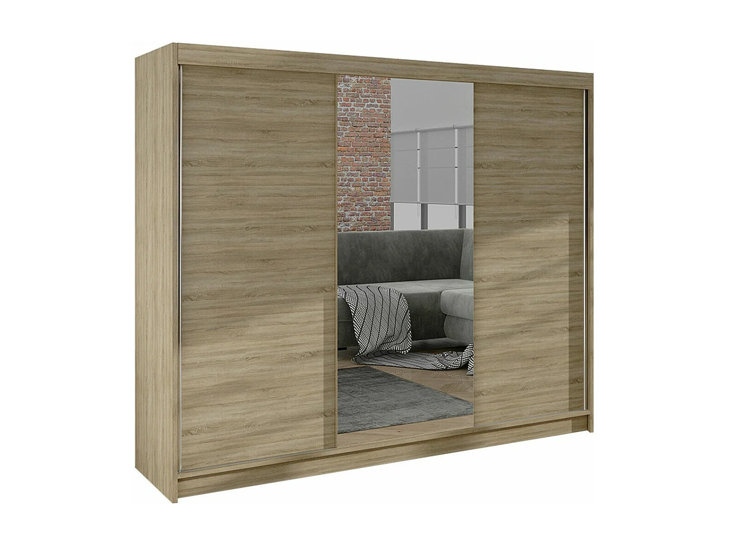 Armoire Closico 158, Sonoma chêne, 215x200x58cm, Portes d'armoire: Coulissantes