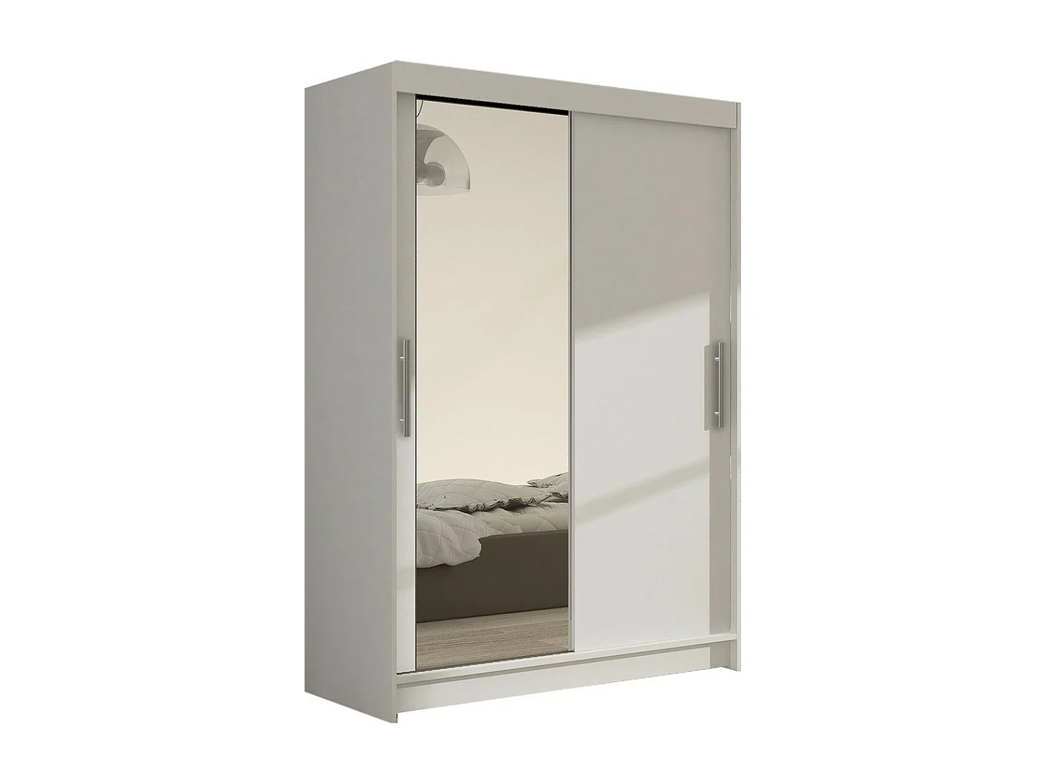 Armario Closico 128, Blanco, 200x120x58cm, Puertas de armario: Correderas