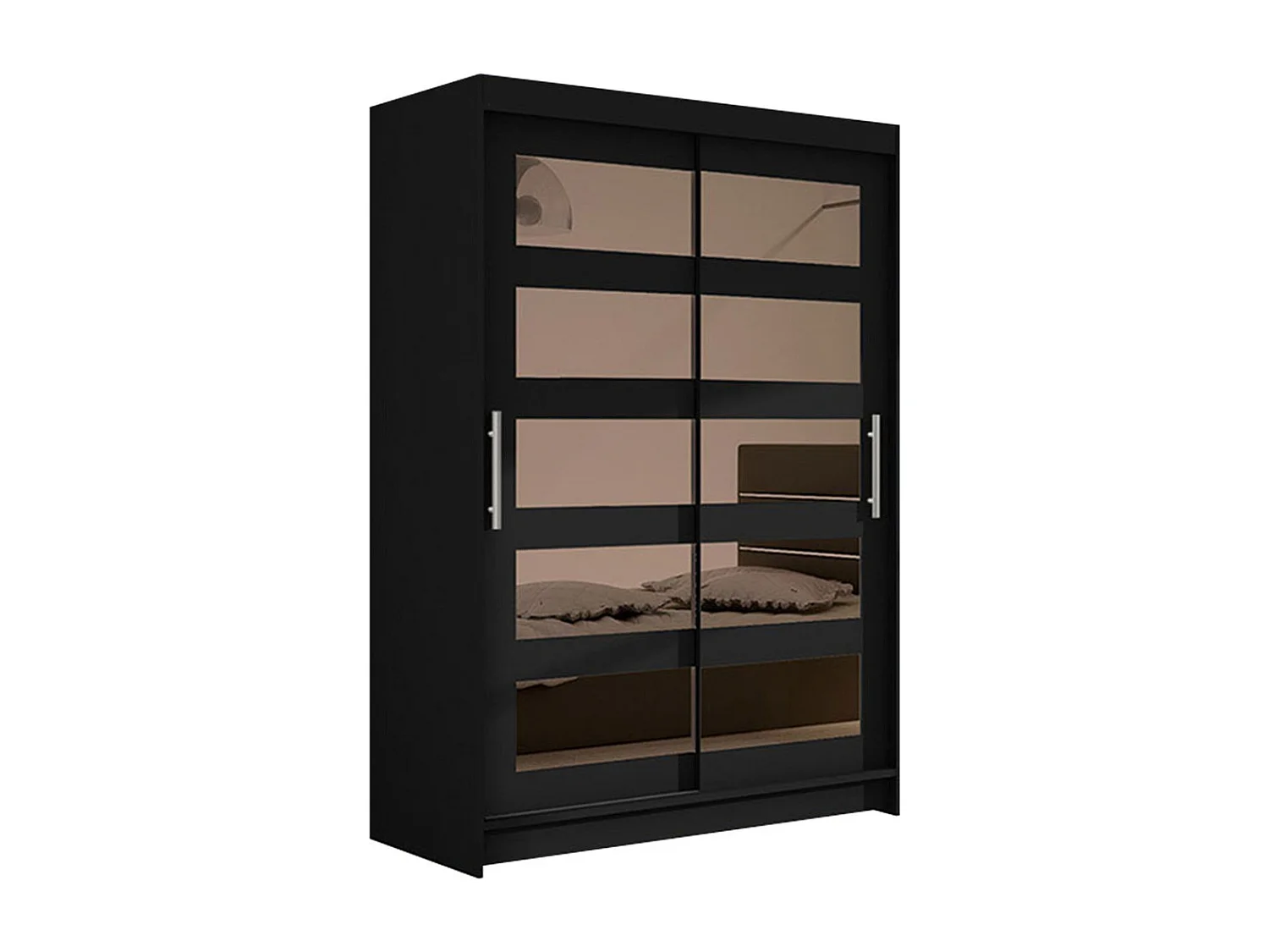Armoire Closico 111, Noir, 200x120x58cm, Portes d'armoire: Coulissantes