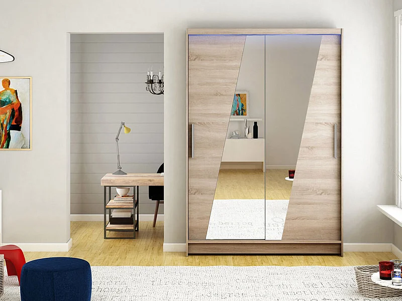 Armario Closico 152, Trufa roble, 200x120x58cm, Puertas de armario: Correderas