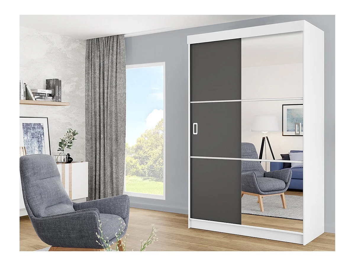 Armario Dover 111, Grafito|Blanco, 205x138x60cm, Puertas de armario: Correderas