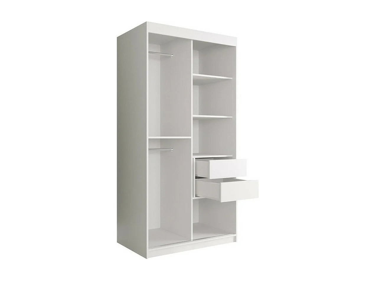 Armoire Hartford 252, Marbre noir|Mat blanc, 200x100x62cm, Portes d'armoire: Coulissantes