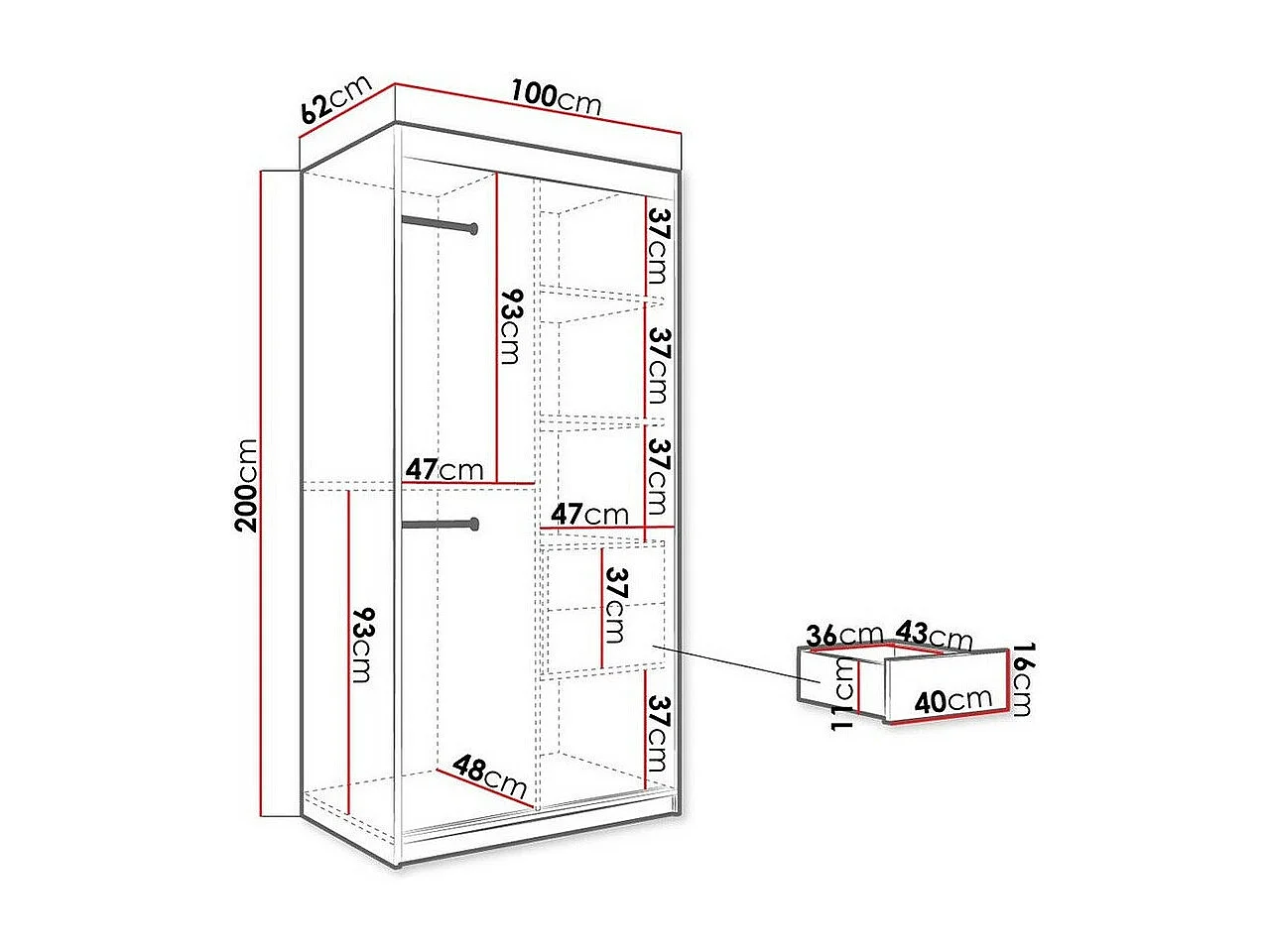 Armoire Hartford 252, Marbre noir|Mat blanc, 200x100x62cm, Portes d'armoire: Coulissantes