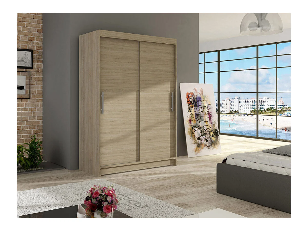 Armoire Closico 117, Sonoma chêne, 200x120x58cm, Portes d'armoire: Coulissantes