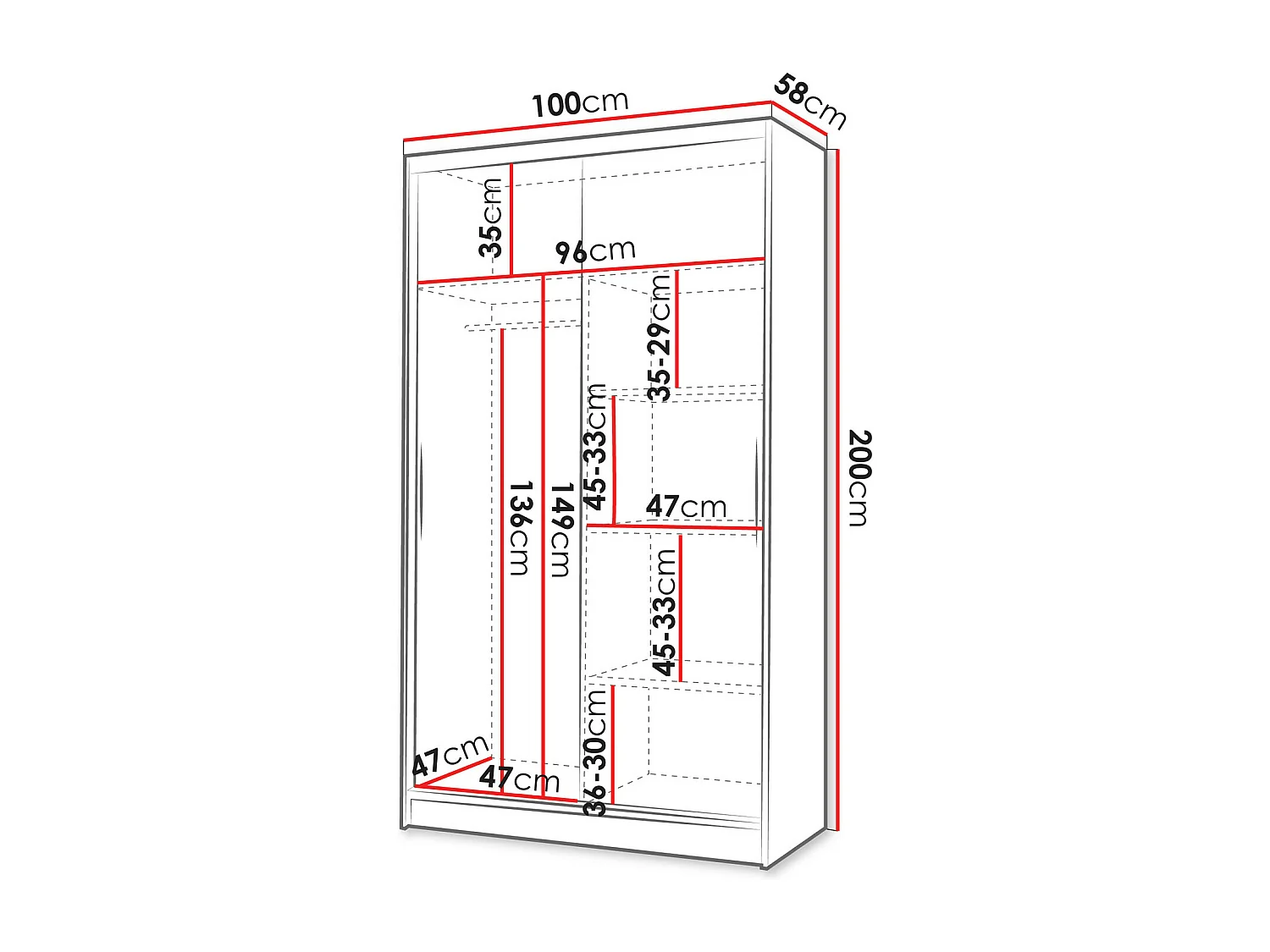 Armoire Closico 162, Chêne Artisan|Blanc, 200x100x58cm, Portes d'armoire: Coulissantes