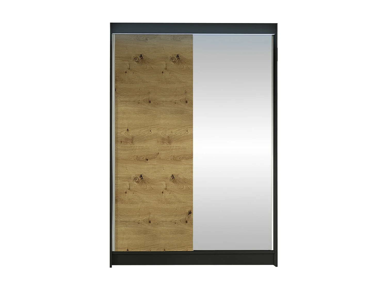 Armoire Closico 147, Chêne Artisan|Noir, 200x120x58cm, Portes d'armoire: Coulissantes
