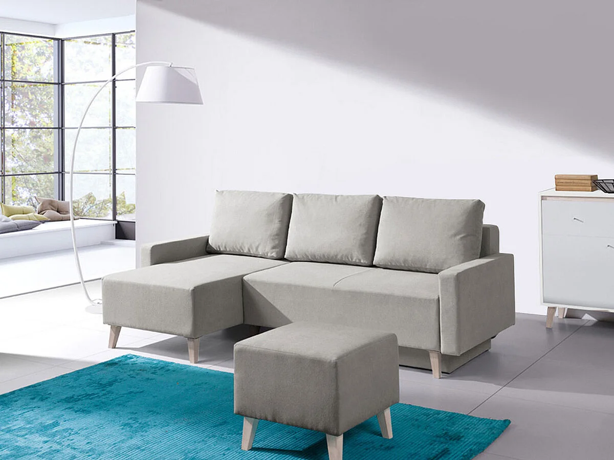 Puf Providence D103, Gris, 45x51x51cm, Patas: Plástico