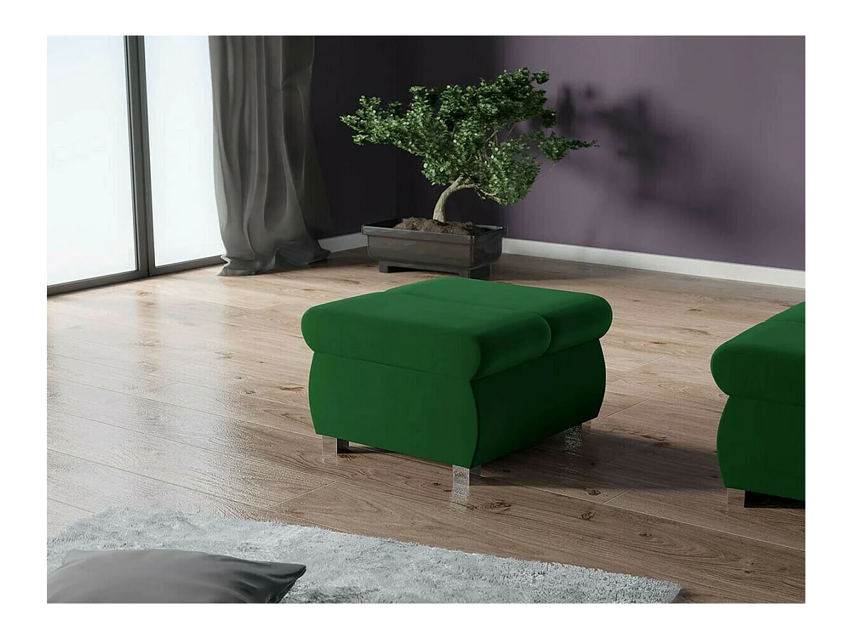 Pouf Comfivo 142, Vert, 39x60x60cm, Tapisserie, Pieds: Métal