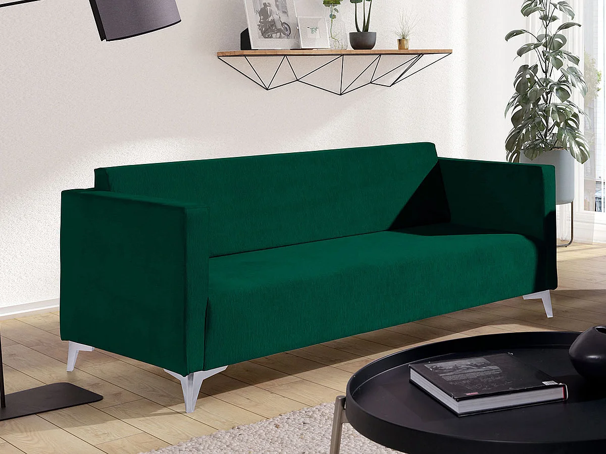 Divano Virmore 100, Senza, Senza, Verde, 176x82x74cm, Arazzo, Gambe: Plastica