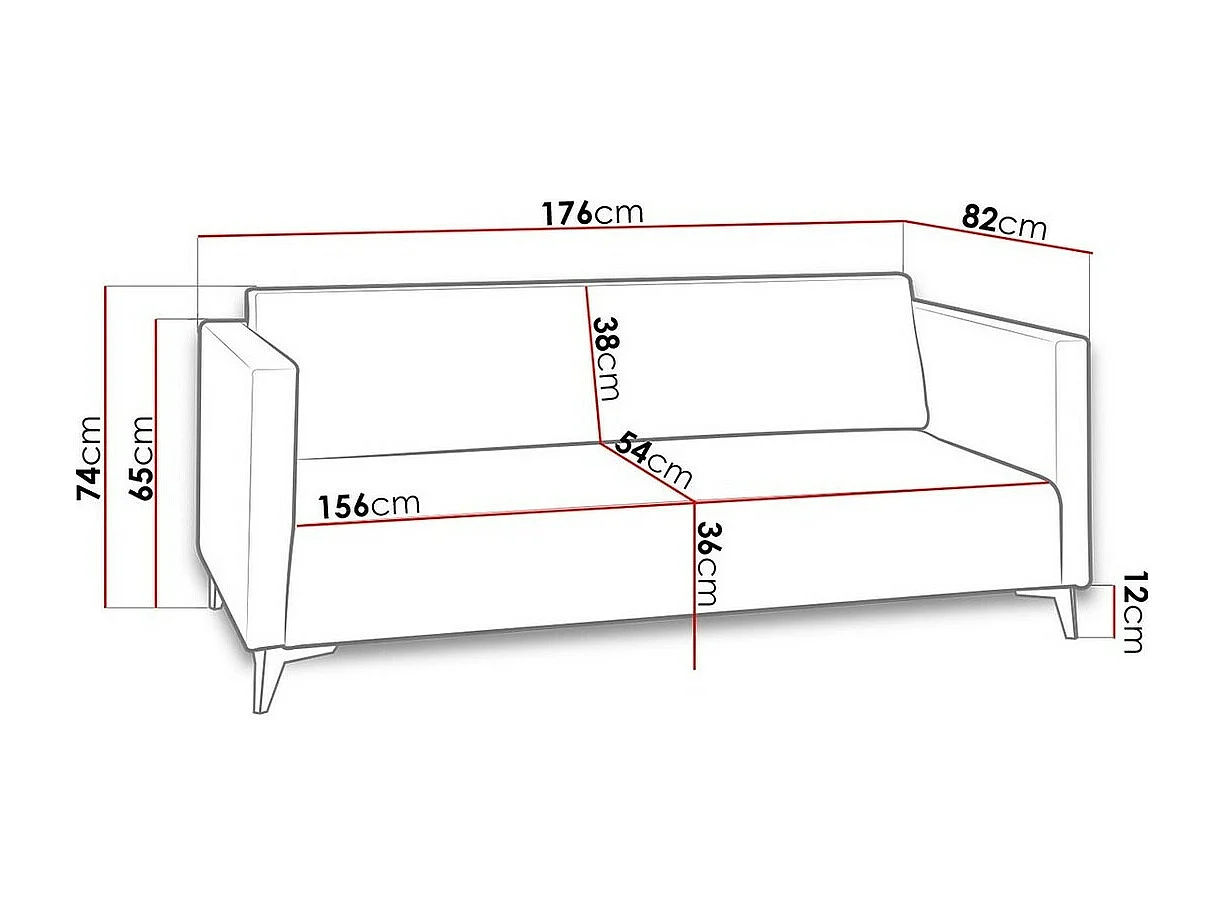 Divano Virmore 100, Senza, Senza, Verde, 176x82x74cm, Arazzo, Gambe: Plastica