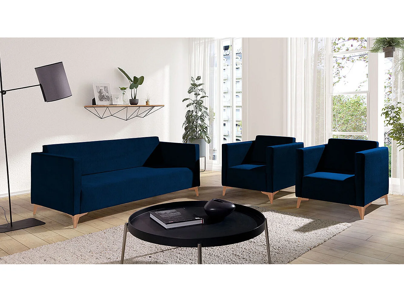 Sofá Virmore 100, Funcionalidade de dormir, Cama com arrumação, Azul