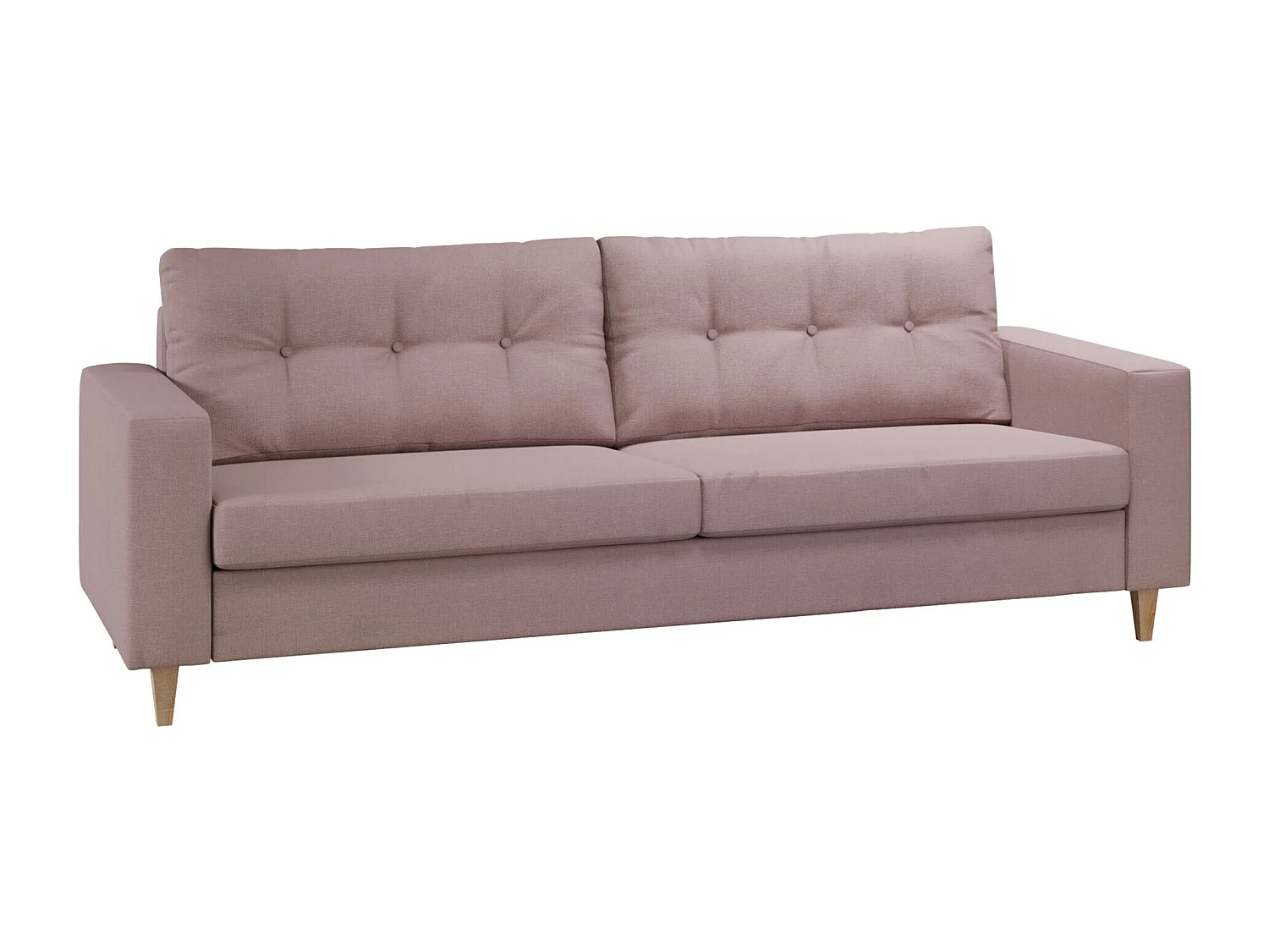 Canapé Temple 111, Rose, 214x91x83cm, Tissu, Pieds: Bois