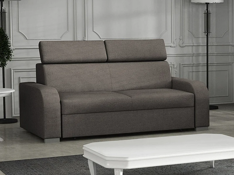 Canapé Etrcala 102, Marron, 200x100x85cm, Tissu, Pieds: Plastique|Bois
