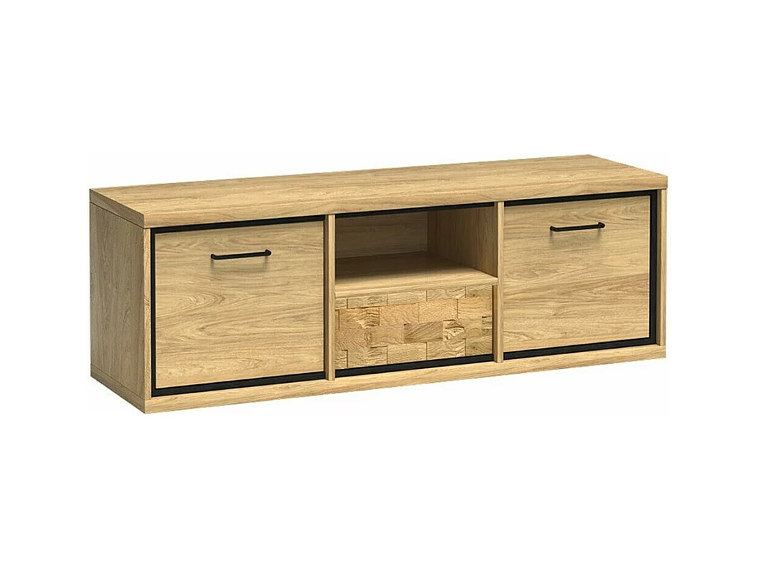 Meuble TV Etrmoni 112, Chêne|Clair bois, Le nombre de portes: 2, Nombre de tiroirs: 1,