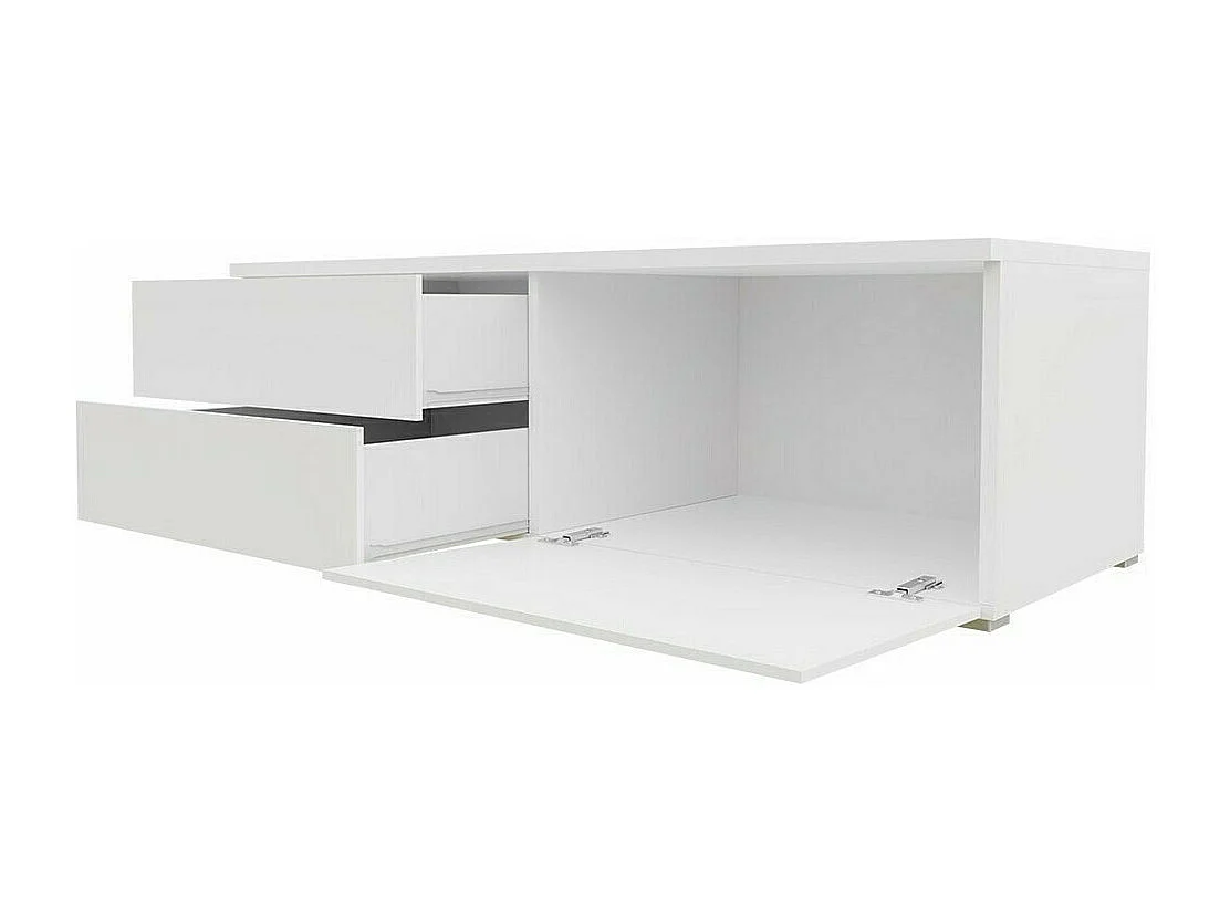 Mueble TV Nashville 130, Gris brillante|Blanco, Número de puertas: 1.00, 100x35x45cm