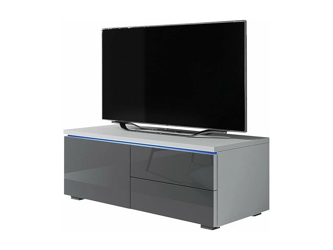 Meuble TV Nashville 130, Gris brillant|Blanc, Le nombre de portes: 1, 100x35x45cm