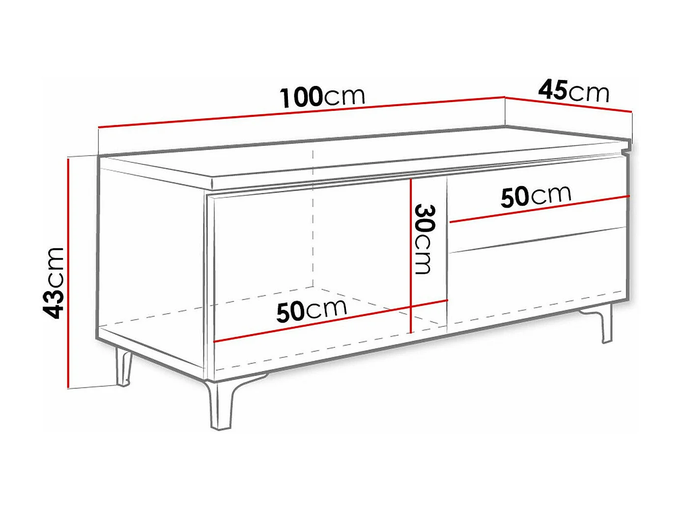 Mueble TV Nashville 130, Gris brillante|Blanco, Número de puertas: 1.00, 100x35x45cm