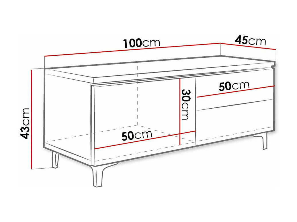 Mueble TV Nashville 130, Gris brillante|Blanco, Número de puertas: 1.00, 100x35x45cm