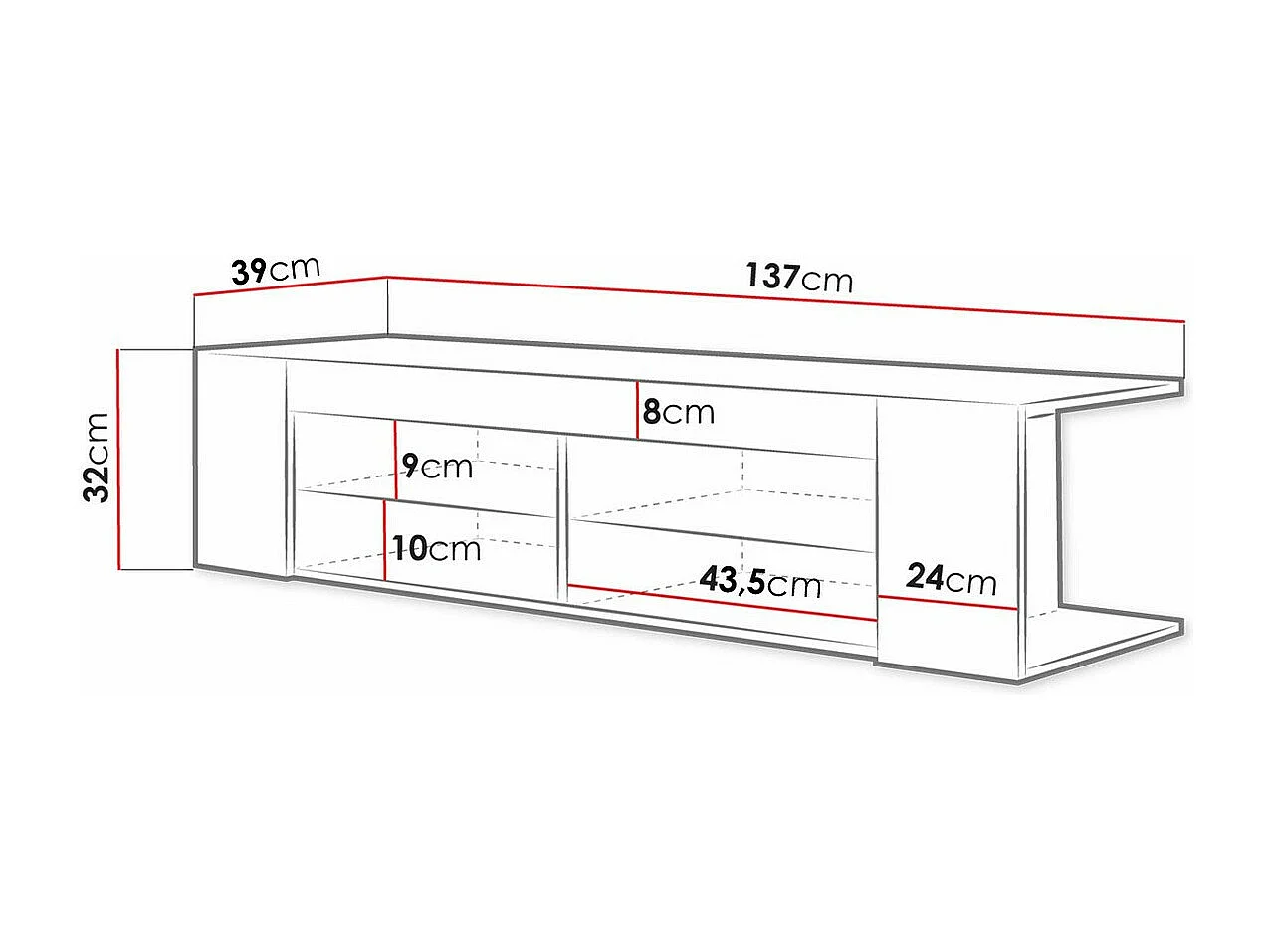 Meuble TV Nashville 113, 137x32x39cm
