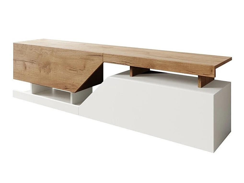 Meuble TV "Ceelias" - 160 x 46 x 35 cm - Blanc/Marron