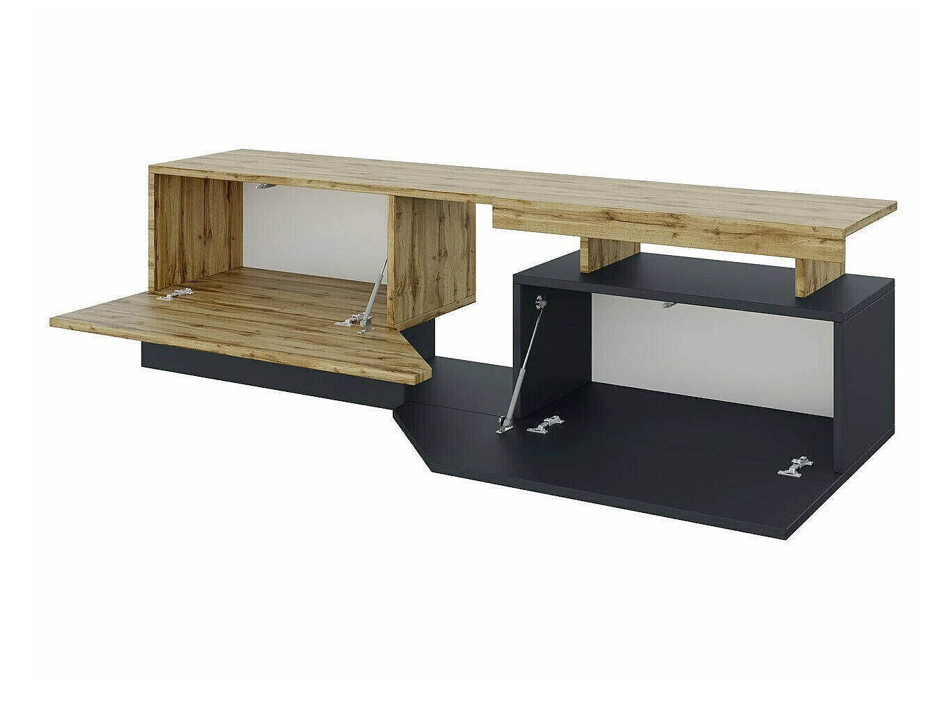Meuble TV "Ceelias" - 160 x 46 x 35 cm - Blanc/Marron