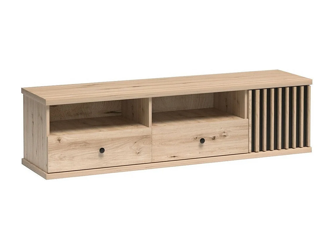 Meuble TV Venmava 105, Noir|Chêne Artisan, Le nombre de portes: 1, Nombre de tiroirs: 2,